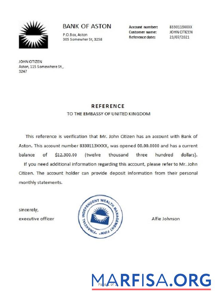 Realistic United Kingdom Bank of Aston reference example
